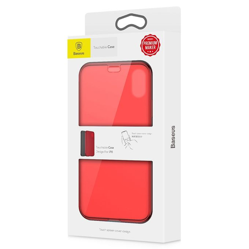 Baseus Apple iPhone X/iPhone XS Touchable Vieuw Hybrid Flip Cover - Red