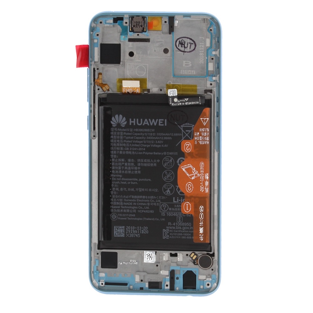 Huawei Honor 10 Lite (HRY-LX1) LCD Display + Touchscreen + Frame Incl. Battery and Parts 02352HGU Sky Blue