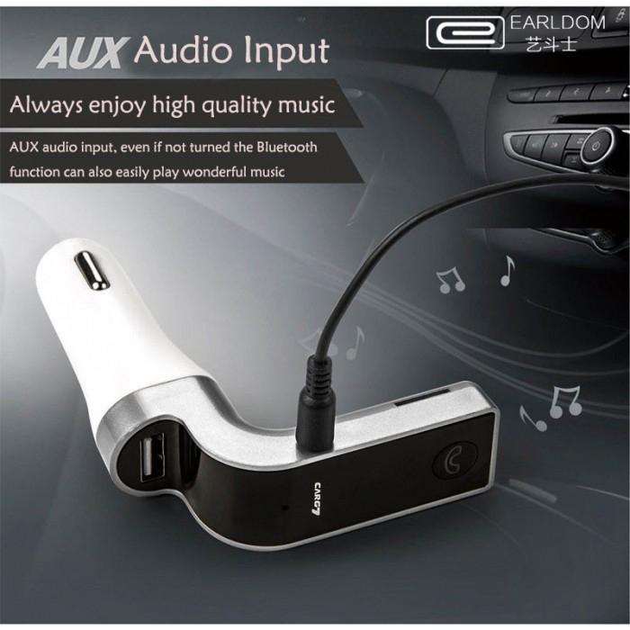 Earldom in-car Bluetooth Stereo FM Transmitter - M7 - Black