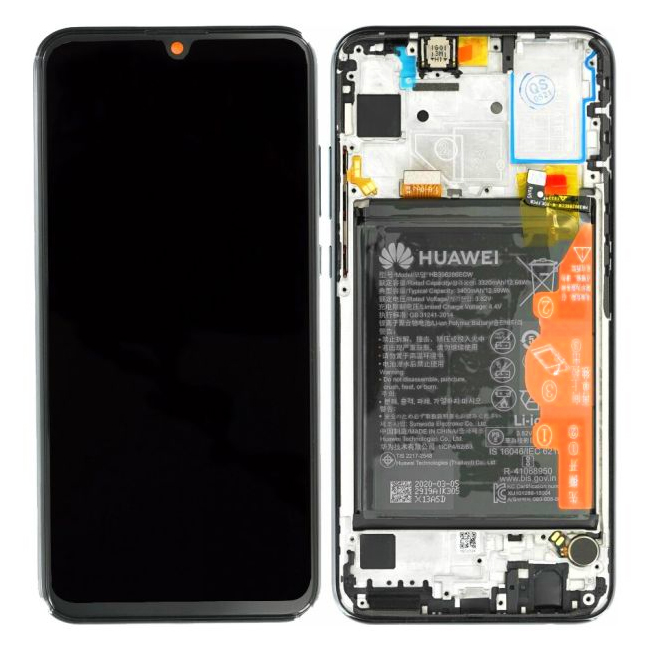 Huawei Honor 20e (HRY-L21D) LCD Display + Touchscreen + Frame - Incl. Battery And Parts - 02353QEL  Black