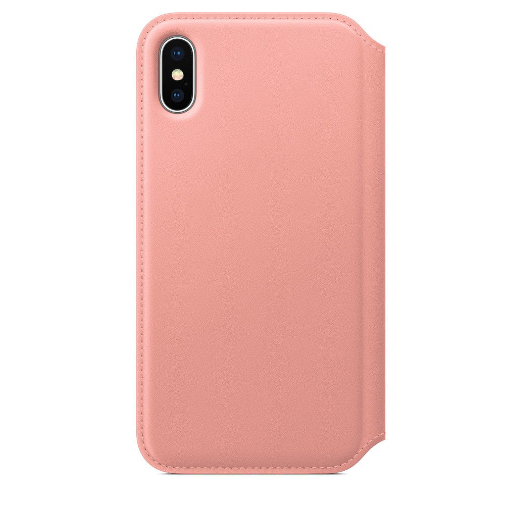 Apple iPhone X - Leather Folio Book Case - Pink