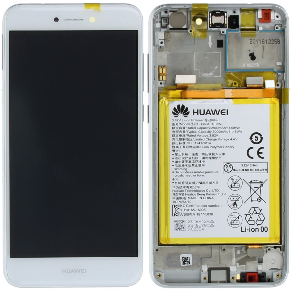 Huawei P8 Lite 2017 (PRA-LX1) LCD Display + Touchscreen + Frame Incl. Battery White 02351DNG, 02351DYN