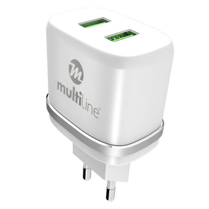 Multiline Power Dual Adapter - 2.4A incl. Lightning USB Cable