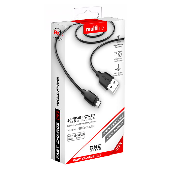 Multiline Prime Power Micro to USB Cable - 1 meter - MW-P100M