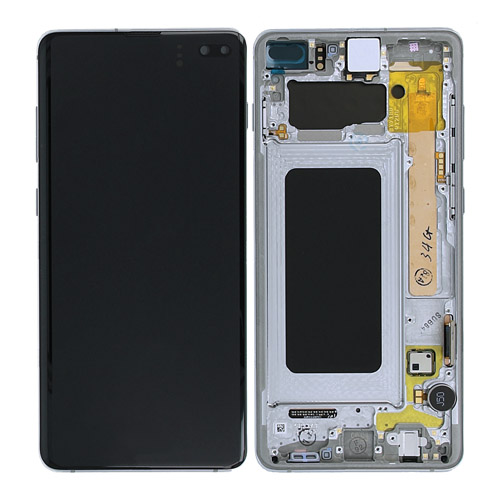 Samsung G975F Galaxy S10 Plus LCD Display + Touchscreen + Frame - GH82-18849G/GH82-18834G - (Self-Assembled)  - Silver