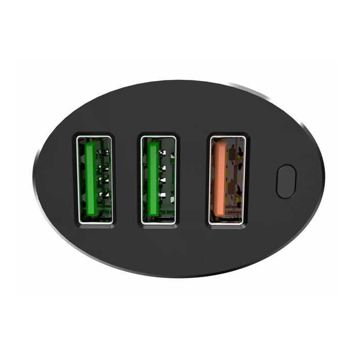 Multiline Xtreme 3-Port Car Charger - 6.6A / 36W - incl. Type-C USB Cable - MW73Q