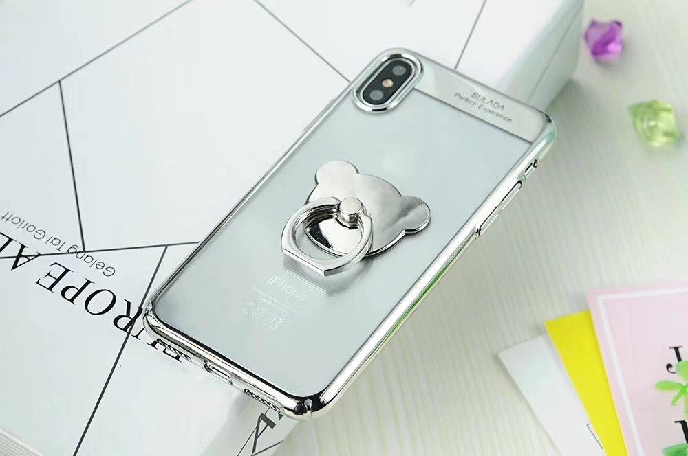 Apple iPhone 7/iPhone 8 - Sulada Bear Finger Holder TPU Case - Silver